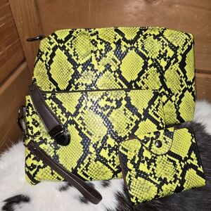 Striking Neon Green Python Print Satchel